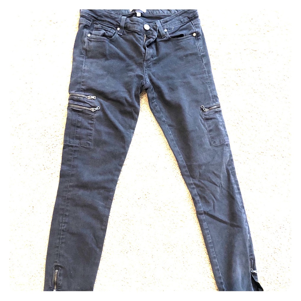 Paige gray skinny jeans with zippers